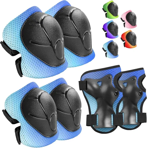 Miniatura 8 de Wemfg - Juego de protección para niños, rodilleras para niños de 3 a 14 años, rodilleras y coderas con protectores de muñeca 3 en 1 para patinaje
