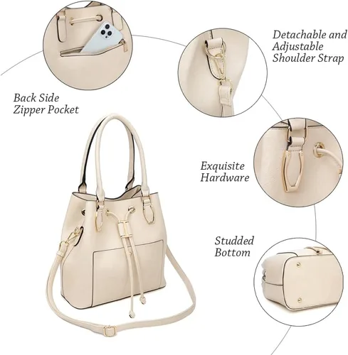 Miniatura 3 de LJOSEIND Bolsos de mano de diseñador para mujer, bolsos cruzados grandes, bolsos de cubo de hombro