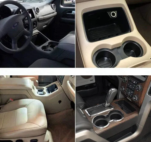 Miniatura 3 de POETRYXIAO Reemplazo de inserto de portavasos delantero compatible con F150 2004-2008 con consola de flujo a través, F150 2009-2014 sin consola