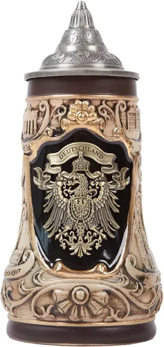 Taza de jarra de cerveza alemana Oktoberfest bávara vikinga con tapa Petwer para hombres, padre amante de la cerveza, 0.9 litros