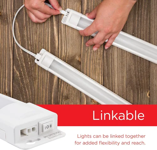 Miniatura 3 de UltraPro Luces LED Enlazables de 18 pulgadas con Enchufe para Debajo del Gabinete, Alto/Bajo/Apagado, Luz Blanca Cálida (2700K), Iluminación LED