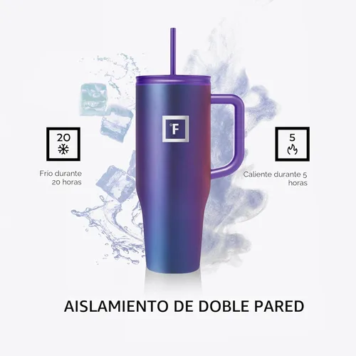 Miniatura 4 de IRON °FLASK Co-Pilot - Vaso aislante de 40 onzas con pajita y tapas abatibles - Botella con portavasos para bebidas frías o calientes - A prueba
