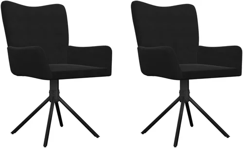 Miniatura 3 de Sillas de comedor giratorias, 2 piezas, terciopelo negro, suave y cómodo tapizado muebles de cocina y comedor, diseño moderno Sillas para Comedor