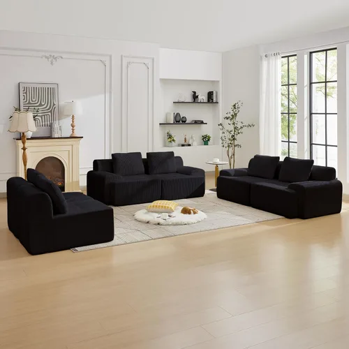 Miniatura 36 de Modular Sectional Sofa with Movable Ottoman, 1 Seat Deep Seat Couch with 1 Pillow, Comfy Cloud Sectional Sofa for Living Room, Bedroom and Apartment