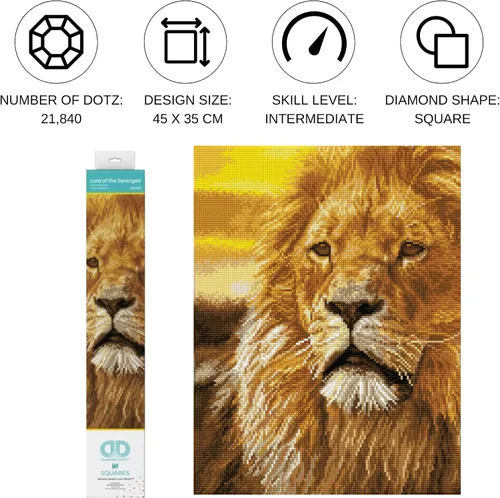 Miniatura 2 de DIAMOND DOTZ ® - Lord of The Serengeti, taladro completo, puntos cuadrados, kits de pintura de diamantes cuadrados, pintura de diamante cuadrado