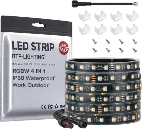 Miniatura 10 de BTF-LIGHTING Tira de luz LED IP68 impermeable para exterior RGBW 5050SMD RGB+Blanco cálido (3000K-3500K) 4 colores en 1 CC12V 16.4 pies 5m 60LED/m