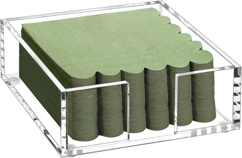Miniatura 9 de Kordory Servilletero de Servilletas de Cóctel Acrílico para Mesa, para Servilletas de 5 x 5 Pulgadas, Soporte Moderno Vertical de Servilletas