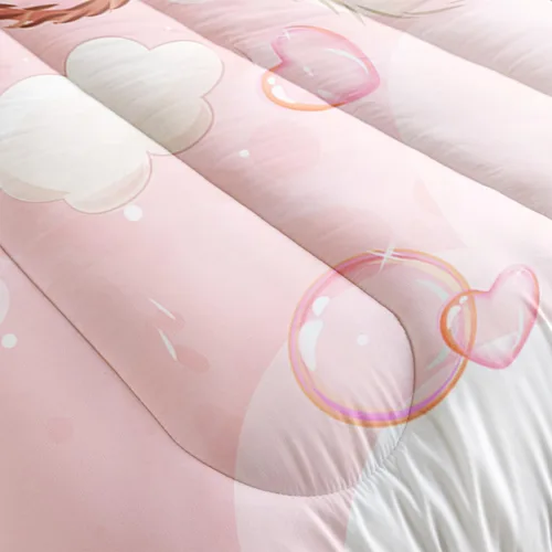 Miniatura 3 de AILONEN Bonito juego de edredón tamaño individual, lindo juego de ropa de cama de ciervo rosa para niños y niñas, juego de edredón Kawaii de ciervos