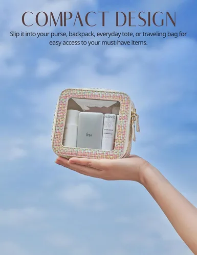 Miniatura 5 de Popvibe Pequeña bolsa de cosméticos para bolso, mini bolsa de maquillaje, pequeña bolsa transparente, bonita funda de maquillaje de cuero