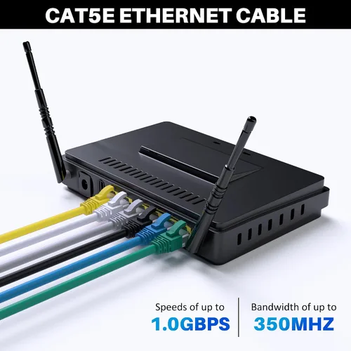 Miniatura 5 de Cable Ethernet Cat5e de 200 pies, cable largo de Internet Cat 5e, cable de conexión sin enganches blanco, flexible, red, LAN, PoE, conector RJ45