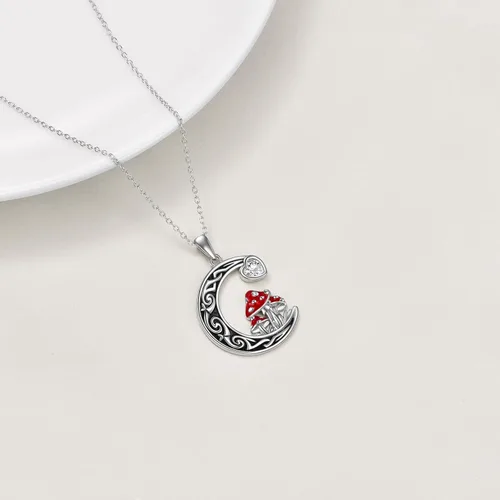 Miniatura 4 de POPLYKE Collar de zorrolibélulagato para mujer, plata de ley, lindo colgante de zorro con cristales circulares, regalos de joyería de zorro, regalos