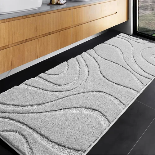 Miniatura 24 de DEXDE Alfombras de baño de 24 x 60 pulgadas, ultra suaves y absorbentes de agua, antideslizantes, de secado rápido, lavables a máquina, tapetes Negro