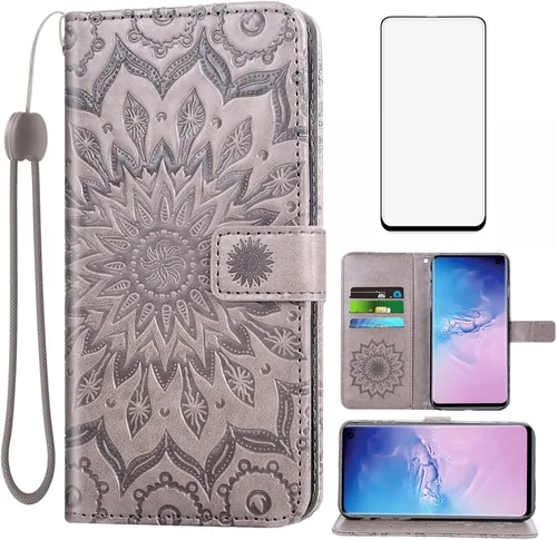 Miniatura 8 de Funda de teléfono para Samsung Galaxy S10e Cartera con protector de pantalla de vidrio templado, funda magnética de cuero, soporte para tarjetas