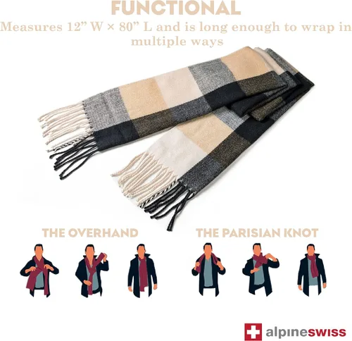 Miniatura 103 de Alpine Swiss Bufanda a cuadros para hombre, ultra suave, chal de invierno, cálido, ligero, para clima frío