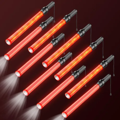 Miniatura 9 de RoadHero Paquete de 4 Bastones de Tráfico, Bastones de Control de Tráfico LED de 16 Pulgadas, Varitas de Luz de Seguridad Nocturna con 3 Modos