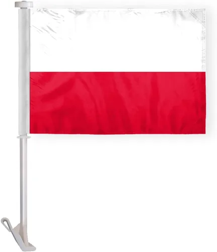 AGAS - Bandera de coche de Polonia de 10.5 x 15 pulgadas, bordes de doble costura, impresión de doble cara en poliéster Superknit de 19 pulgadas,