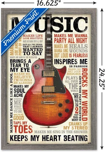 Miniatura 3 de Trends International Music Inspires Me Wall Poster, 14.725" x 22.375", Barnwood Framed Version
