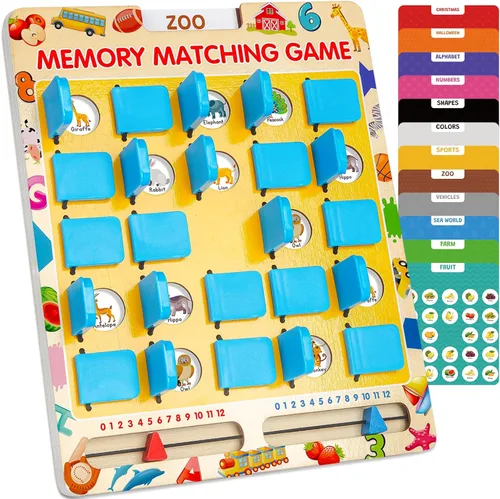 Juego de Memoria de Emparejamiento para Niños de 3 4 5 6 7 8 Años, Juguete de Viaje para Niños y Niñas, Juego de Mesa de Madera, Esenciales de Viaje