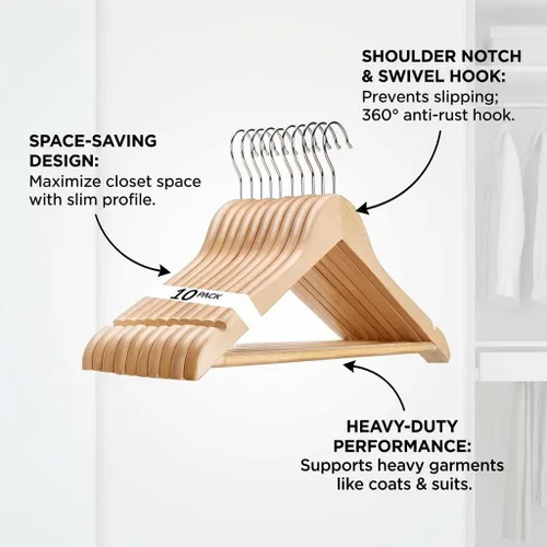 Miniatura 2 de USTECH Percha de madera con forma de arco (paquete de 10)