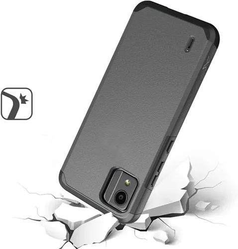 Miniatura 3 de TJS Funda compatible con Nokia C110 N156DL, con protector de pantalla de vidrio templado de doble capa, soporte magnético híbrido a prueba de Gris