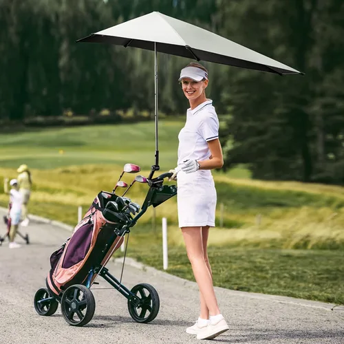 Miniatura 8 de G4Free Sombrilla de silla de altura ajustable UPF 50+ con abrazadera universal para silla de playa, carrito de golf, silla de ruedas, cochecito