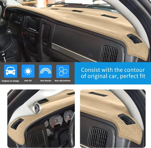 Miniatura 2 de Cubierta de salpicadero compatible con Dodge Ram 1500 2002-2005, 2500/3500 2003-2005 (beige)