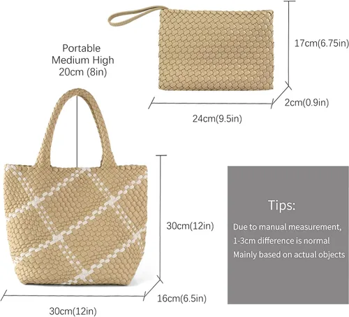 Miniatura 3 de Bolsa tejida para mujer, de piel vegana, grande, de verano, playa, viaje, bolso de mano y bolso de mano retro hecho a mano