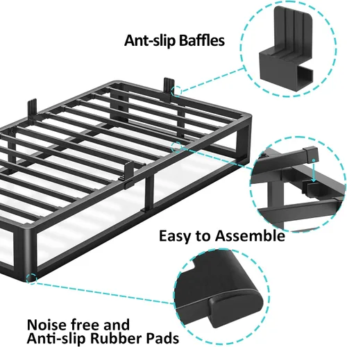 Miniatura 4 de Firpeesy - Base de cama individual de 6 pulgadas con bordes de esquinas redondas, base de plataforma metálica individual de bajo perfil con soporte