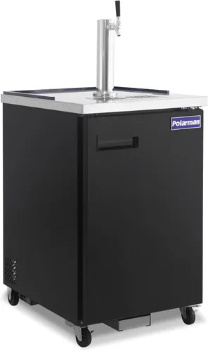 Miniatura 11 de Polarman Dispensador de cerveza Kegerator de 16.6 pies cúbicos con doble grifo para bares y restaurantes con 2 acopladores, bandeja de goteo de 33