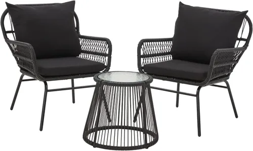 Miniatura 11 de EROMMY - Juego de 3 piezas de patio para conversar, juego seccional en forma de L de muebles de patio con sofá, cojines gruesos y mesa auxiliar