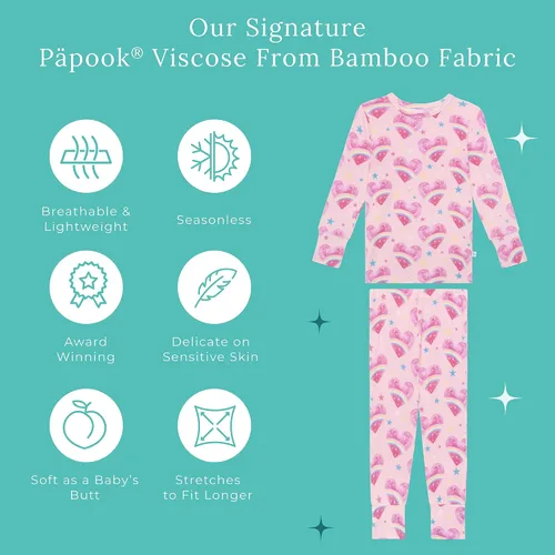 Miniatura 93 de Posh Peanut Pijamas para niñas, suaves, de viscosa de bambú para niños, pijamas a juego de manga larga para niñas
