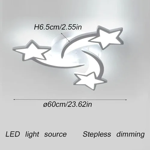 Miniatura 6 de Lámpara de techo LED moderna, lámpara de techo empotrada en forma de estrella de 45 W, 3 cabezales, control remoto regulable cerca de lámparas