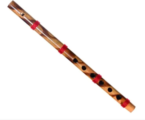 Miniatura 4 de Flauta de bambú de madera tradicional decorativa hecha a mano Basuri, instrumento musical indio para regalar y decorar (marrón, juego de 2)