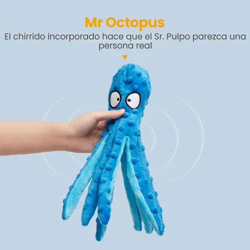 Miniatura 2 de HGB Juguetes chirriantes para perros, paquete de 2 juguetes para masticar sin relleno, pulpo arrugado para cachorros, perros pequeños, medianos