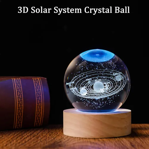 Miniatura 3 de Sistema Solar 3D de 60mm Bola de Cristal Astronomía Universo Regalos Modelo de Planetas del Sistema Solar 3D Ciencia Temática de Espacio Regalos Luz
