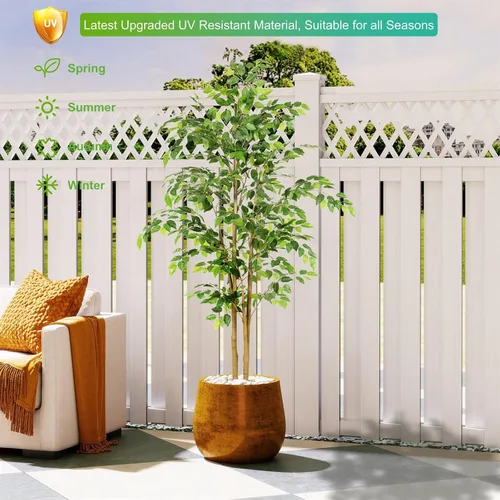 Miniatura 4 de Nafresh Árbol de ficus artificial alto resistente a los rayos UV, árbol de ficus sintético de 5 pies (60 pulgadas) con hojas realistas suaves