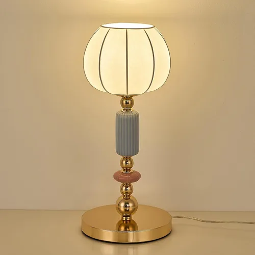 Miniatura 8 de Lámpara de mesa moderna imitada de seda con enchufe, base metálica, luz de escritorio con enchufe, cable y interruptor para dormitorio, mesita