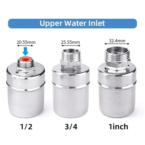 Miniatura 3 de Float Valve Automatic Water Level Control 1/2" 3/4" 1Inch 304 Stainless Steel Floating Installed Inside for Tower Tank(3/4",Side Water Inlet)