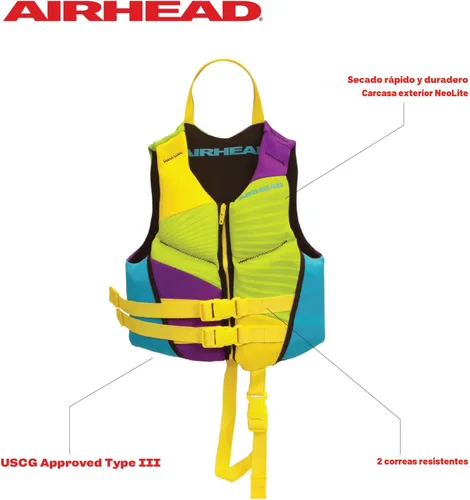 Miniatura 2 de Airhead Gnar Neolite Kwik-Dry Life Jacket - USCG Approved Type III PFD Life Vest, Lightweight Flexible Fit for Boating, Tubing & Watersports