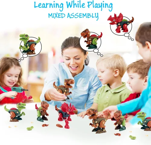 Miniatura 3 de FREE TO FLY Juguetes de dinosaurio regalos para niños de 3, 4, 5, 6, 7, 8 años: juguete de dinosaurio para niños de 3 a 5 años, aprendizaje Rojo