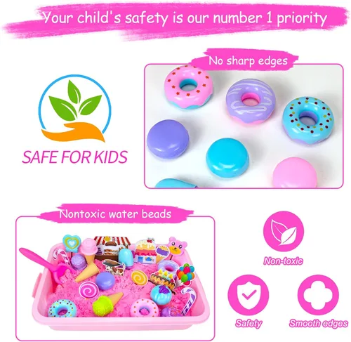 Miniatura 4 de Cubo sensorial, juego de arena para helados con juguete de arena mágica para niños, moldes de juguetes de helado y herramientas de limpieza, caja