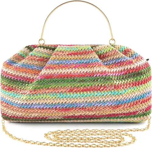 Miniatura 17 de ERKOON Clutch Purse for Women Elegant Pleated Evening Bag Crossbody Shoulder Handbag Envelope Bag with 2 Detachable Chain