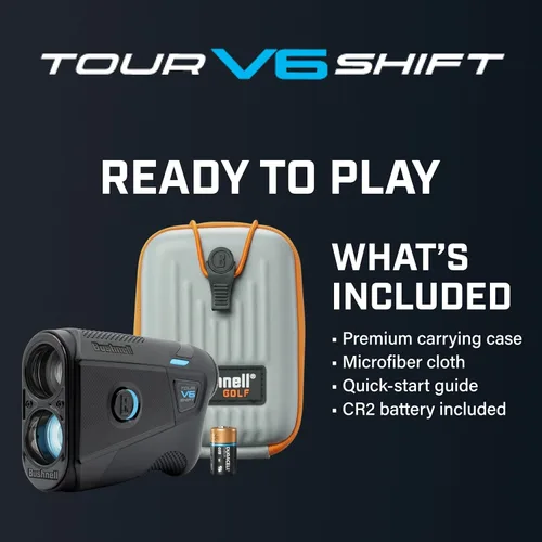 Miniatura 2 de Bushnell Golf Tour V6 Shift Laser Rangefinder with Slope Compensation, 1300-Yard Range, Flag Lock Vibration, Magnetic Cart Mount, 6X Magnification