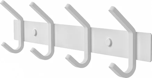 Miniatura 22 de Perchero de Pared Blanco – Riel de Ganchos de Acero Inoxidable de 15 Pulgadas con 5 Ganchos Dobles Resistentes para Abrigos – Perchero Montado