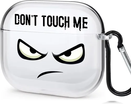 Funda transparente para AirPod Pro 2019, Don't Touch My PODS, funda negra con llavero de ojos grandes, linda caricatura para AirPods Pro, funda
