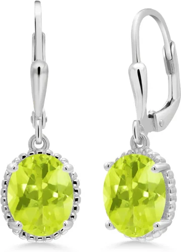 Miniatura 47 de Gem Stone King Aretes colgantes de gota para mujer, plata de ley 925, piedra natal ovalada de 0.354 x 0.276 in, joyería fina, regalos para ella