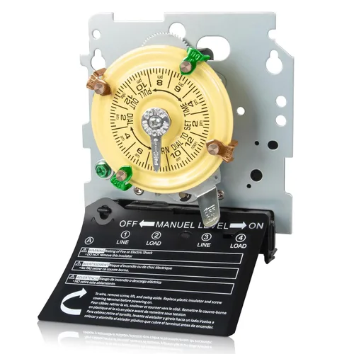 Miniatura 10 de Interruptor de temporizador mecánico T101, 120 V 40 A SPST, 2 HP para temporizador de luz exterior, calentador de agua, HVAC y bomba de piscina, 12