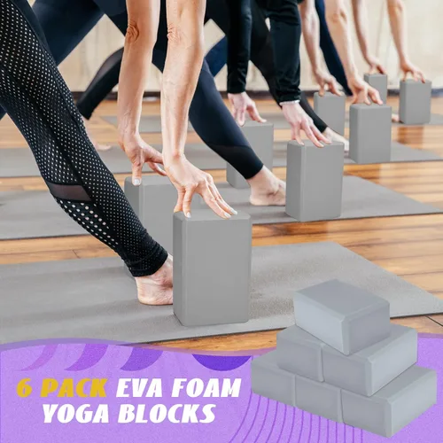 Miniatura 4 de Wettarn Paquete de 6 bloques de yoga de 9 x 6 x 4 pulgadas, espuma EVA, ligeros, antideslizantes, accesorios de yoga para pilates, estiramiento