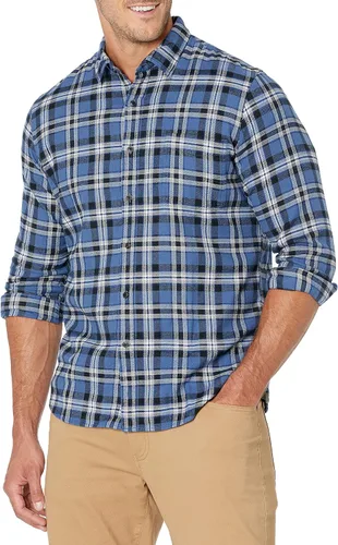 Miniatura 28 de Amazon Essentials Camisas de franela de manga larga para hombre, corte ajustado, a cuadros con botones