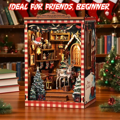 Miniatura 7 de KERNOWO Kit de Rincón de Libros, Rompecabezas de Madera 3D DIY para Adultos, Adolescentes y Principiantes, Kit de Casa Pequeña en Miniatura